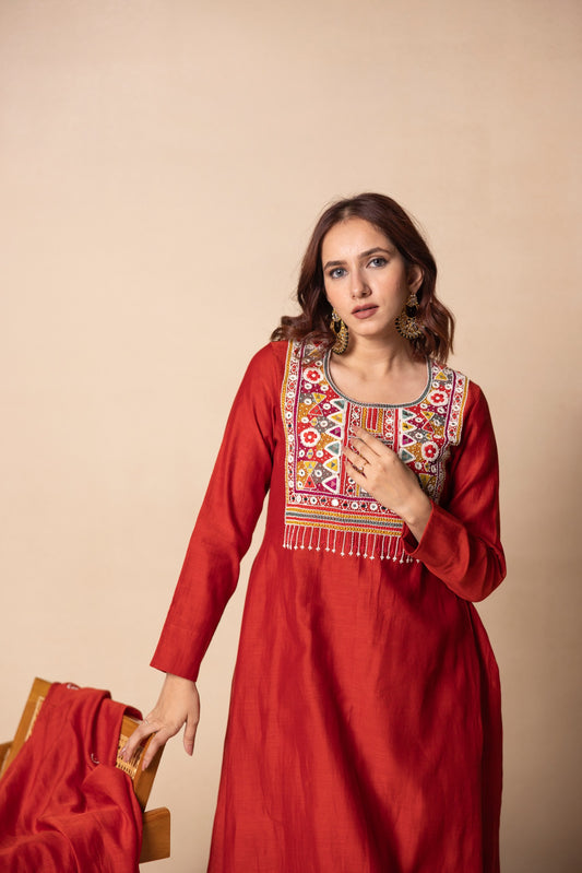 Rust-orange  kurta set