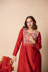 Rust-orange  kurta set