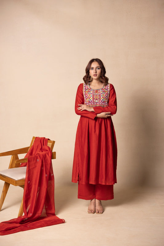 Rust-orange  kurta set
