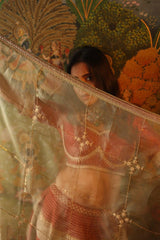 Rust And Pearl Lehenga Set Achkan