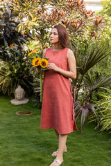 Rust charm jute cotton dress