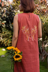 Rust charm jute cotton dress