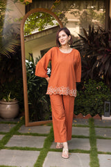 Rust-orange elegance co-ord set