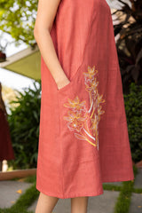 Rust jute cotton dress