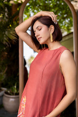 Rust jute cotton dress