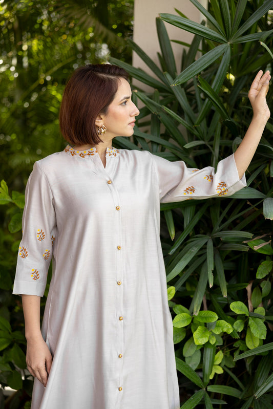 Dusky grey cotton kurta set