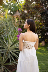 Romantic white tiered maxi dress