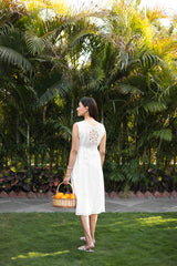 Minimalist white cotton midi dress