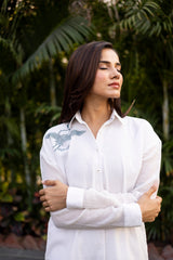 Elegant white cotton shirt set