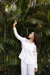 Elegant white cotton shirt set