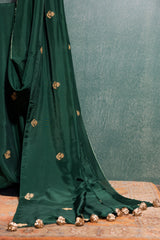 Emerald green silk saree