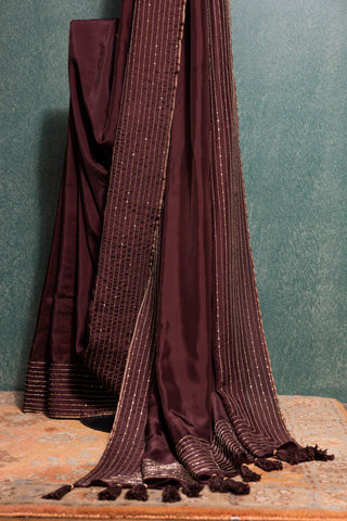 Cinnamon brown silk saree