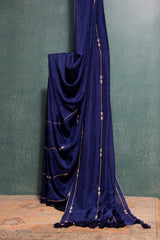 Berry blue silk saree