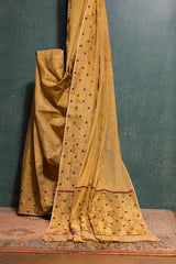 Mustard Yellow Tissue Cotton Saree