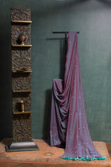 Lilac Cotton Saree with Sea green Hues