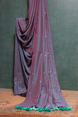 Lilac Cotton Saree with Sea green Hues