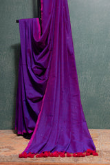 Plum Purple Cotton Saree with Pink Hues