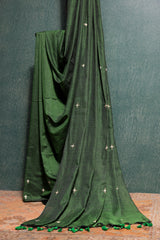 Pine Green Cotton Saree