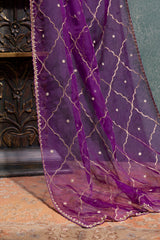 Purple Organza Dupatta