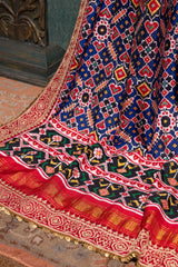 Blue-red Patola Dupatta