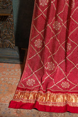 Red Gaji Bandhej Dupatta