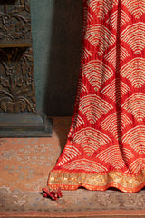Orange Gaji Bandhej Dupatta