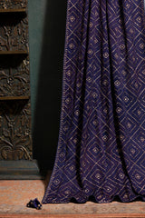 Navy Blue Gaji Bandhej Dupatta