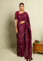 Wine silk saree