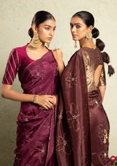 Wine silk saree