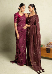 Wine silk saree