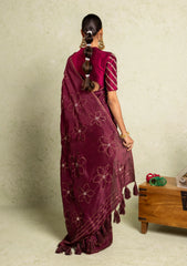 Wine silk saree