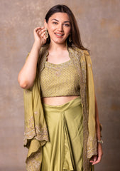 Silk Drape Skirt, Crop Top and Cape