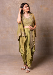 Silk Drape Skirt, Crop Top and Cape