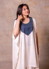White Kaftan Style Top With Cowl Dhoti