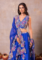 Royal Blue Silk Lehenga Set