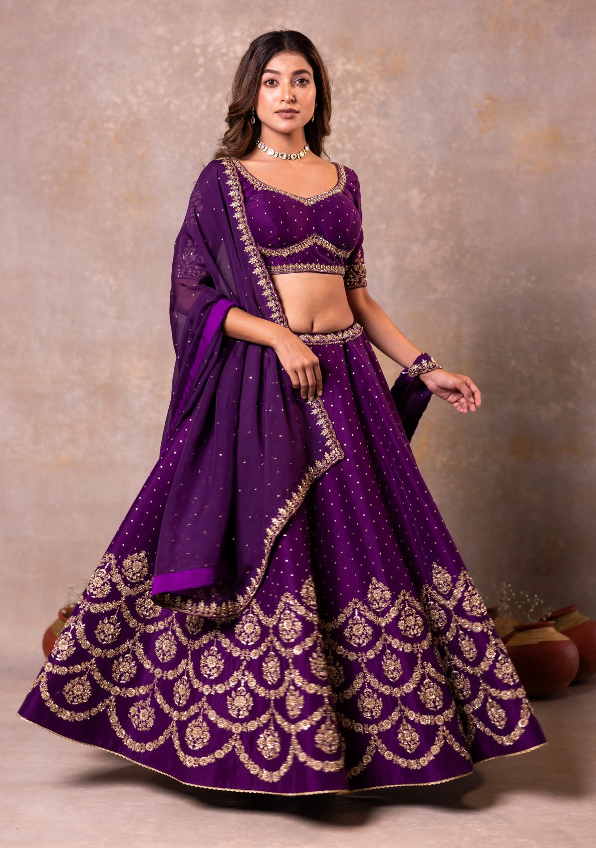 Deep Purple Lehenga Set