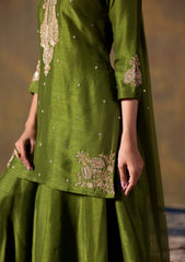 Mehendi Green Short Kurta & Palazzo Set
