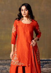 Rust Short Kurta & Palazzo Set