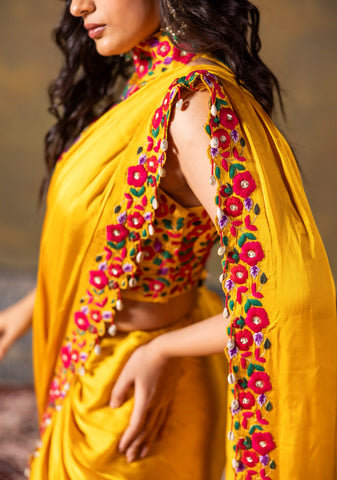 Mustard Silk Saree