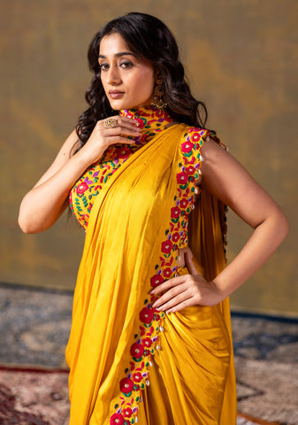 Mustard Silk Saree