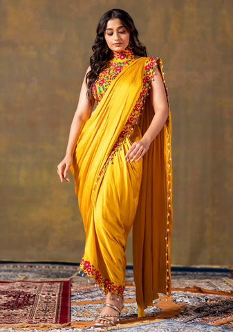 Mustard Silk Saree