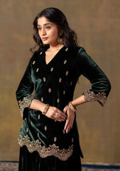 Deep Green Short Kurta & Palazzo Set