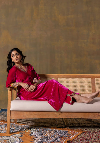 Velvet Rani Pink Suit Set