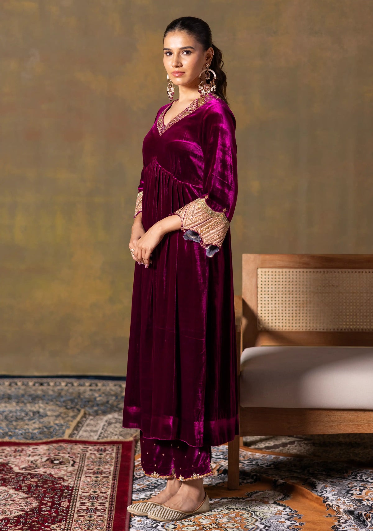 Velvet Wine Suit Set