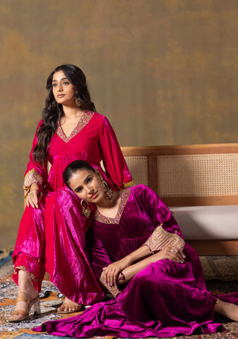 Velvet Rani Pink Suit Set