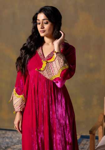 Velvet Rani Pink Suit Set
