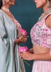 Sea Green Silk Lehenga Set