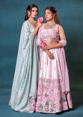 Sea Green Silk Lehenga Set