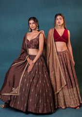 Dusky Brown Silk Lehenga Set