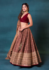 Dusky Brown Silk Lehenga Set